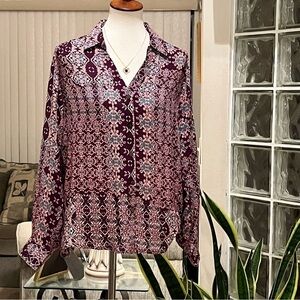 NWT Anthropologie RAGA Varsha Button Down Notched Collar Top. Size S / M / L